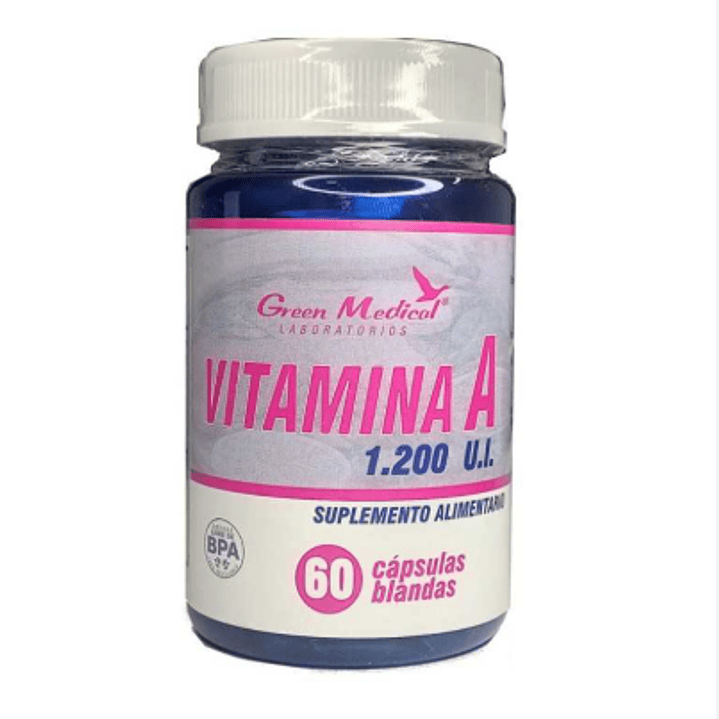 Vitamina A 1.200 U.I. 60 Cápsulas blandas. Green Medical. 1
