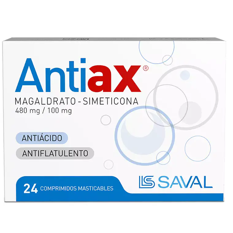 Antiax Simeticona, Magaldrate 24 Comprimidos masticables 1