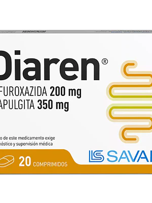 Diaren Nifuroxazida, Atapulgita 200/350 mg 20 Comprimidos.