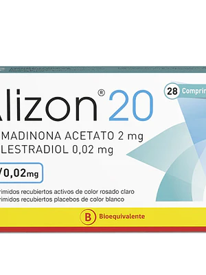 Alizon 20 (B) Clormadinona 2 mg Etinilestradiol 0,02 mg  28 Comprimidos recubiertos.