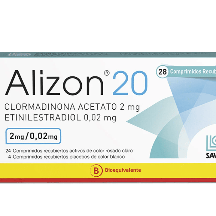 Alizon 20 (B) Clormadinona / Etinilestradiol 2 mg/0,02 mg 28 Comprimidos recubiertos. 1