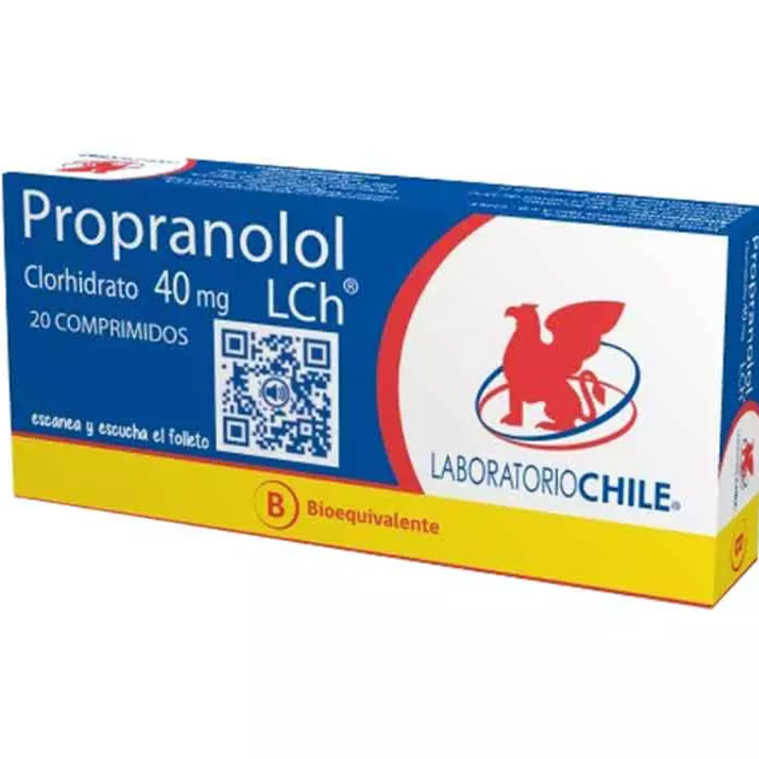 Propanolol (B) 40 mg 20 Comprimidos. 1