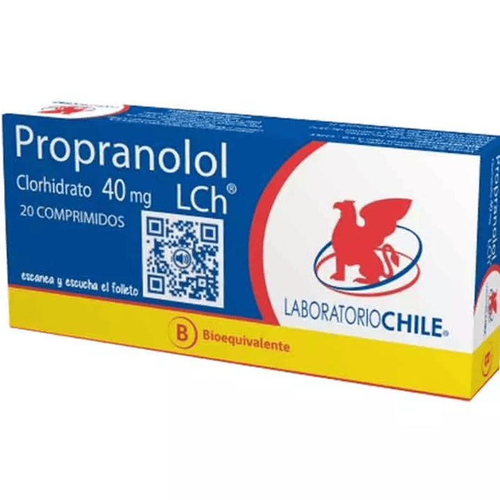 Propanolol (B) 40 mg 20 Comprimidos. 1
