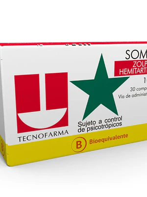 Somnil (B) Zolpiden 10 mg 30 Comprimidos. Medicamento controlado, venta presencial