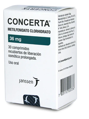 Concerta Metilfenidato 36 mg 30 Comprimidos. Medicamento controlado, venta presencial.