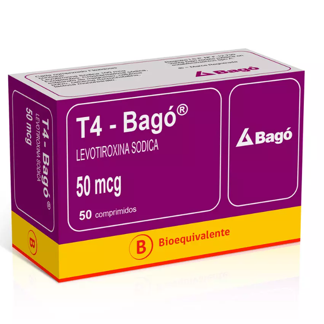 T4 - Bagó (B) Levotiroxina 50 mcg 50 Comprimidos. 1