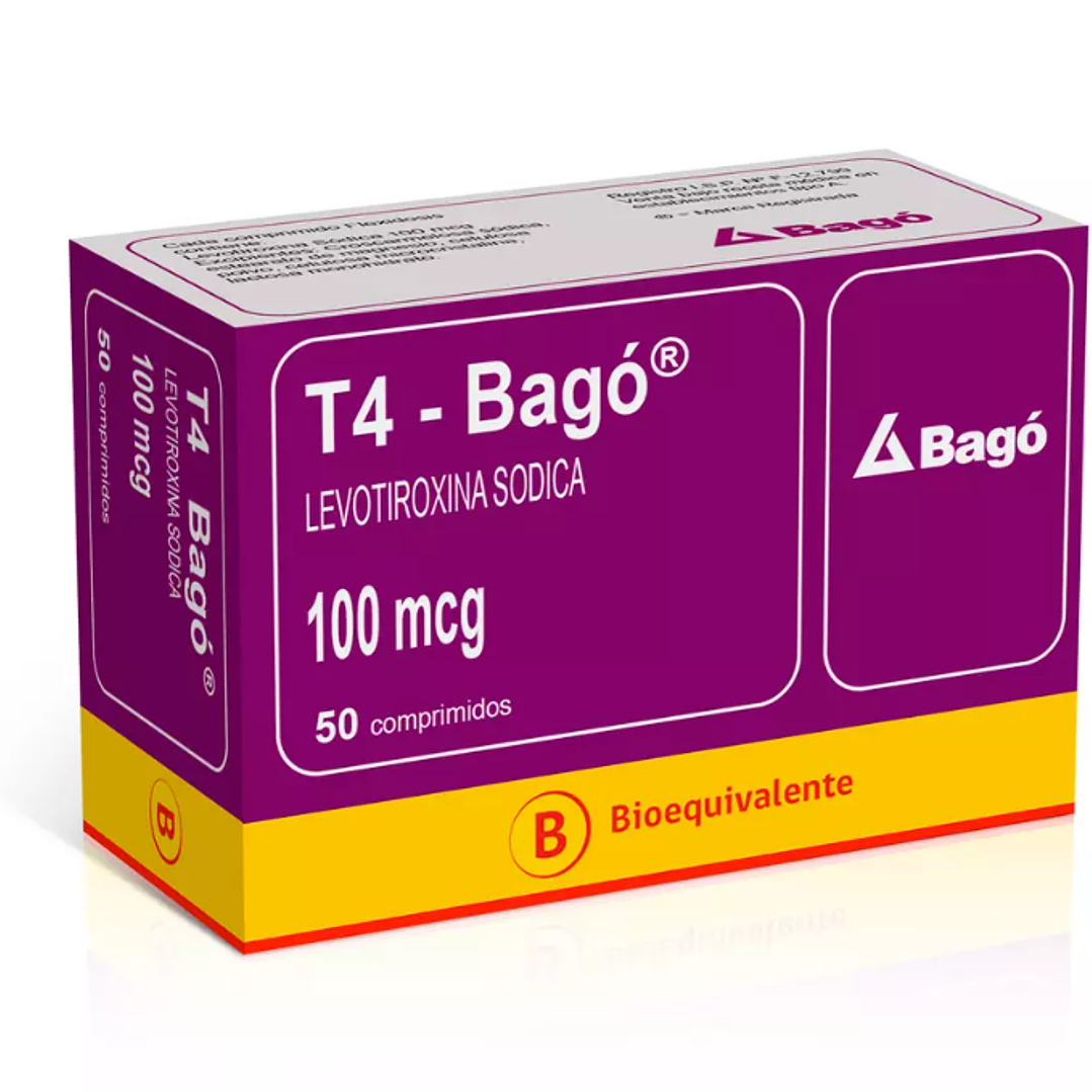 T4-Bagó (B) Levotiroxina 100 mcg 100 Comprimidos. 1