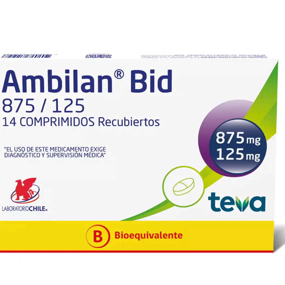 Ambilan Bid (B) 875/125 mg 14 Comprimidos recubiertos. 1
