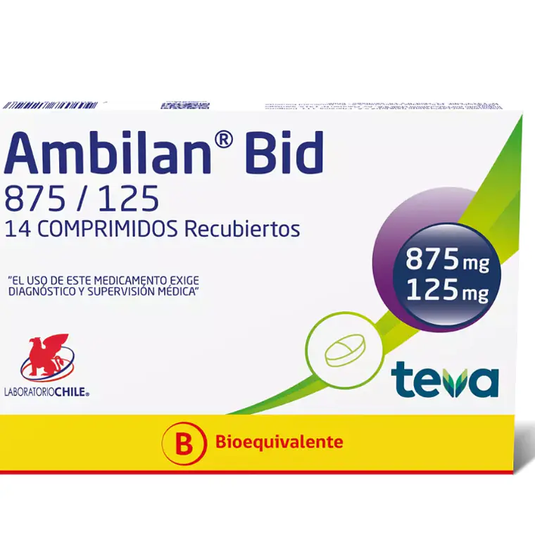 Ambilan Bid (B) 875/125 mg 14 Comprimidos recubiertos. 1