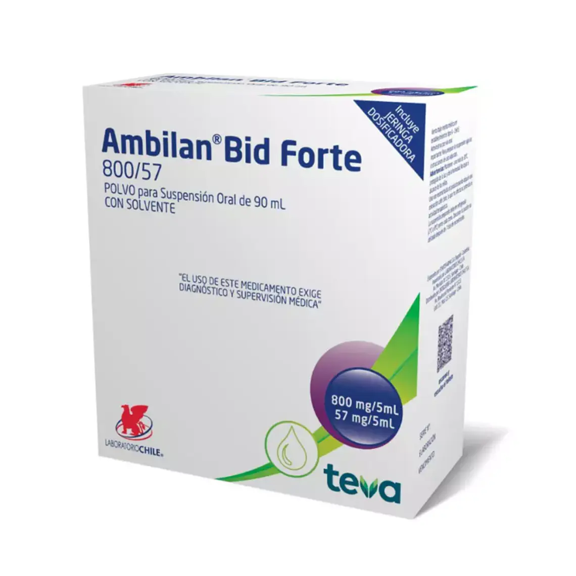 Ambilan Bid Forte Amoxicilina / Ácido Clavulánico 800/57 mg Solución oral 90 ml. 1