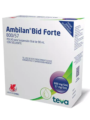 Ambilan Bid Forte Amoxicilina / Ácido Clavulánico 800/57 mg Solución oral 90 ml.
