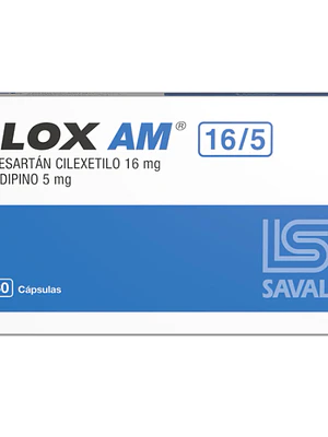Blox AM Candesartán, Amlodipino 16/5 mg 30 Cápsulas.
