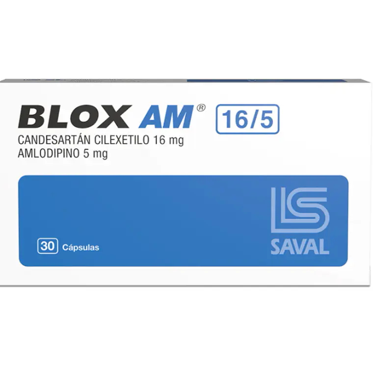 Blox AM Candesartán, Amlodipino 16/5 mg 30 Cápsulas. 1