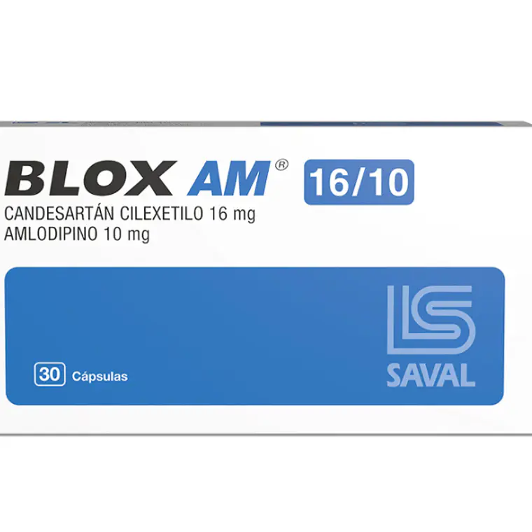 Blox AM Candesartán, Amlodipino 16/10 mg 30 Cápsulas. 1