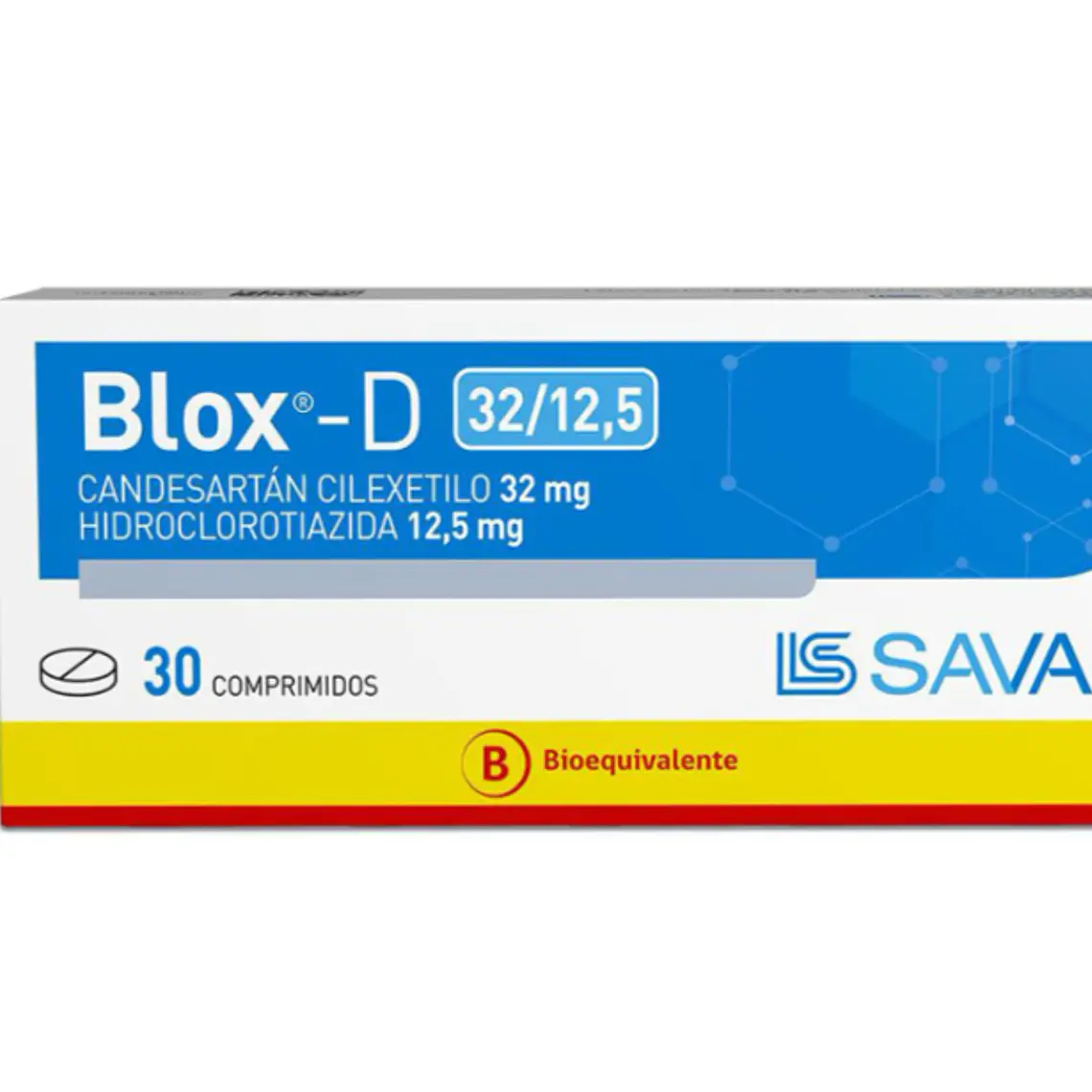 Blox-D Candesartán Hidroclorotiazida 32/12,5 mg  30 Comprimidos. 1