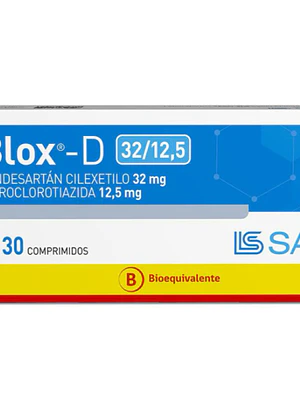 Blox-D Candesartán Hidroclorotiazida 32/12,5 mg  30 Comprimidos.