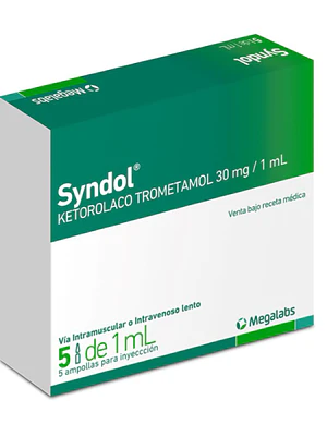 Syndol Ketorolaco 30 mg  Inyectable 5 Ampollas.