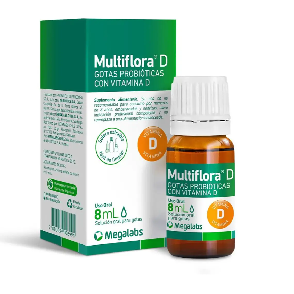 Multiflora D Probióticos con vitamina D Gotas 8 ml. 1