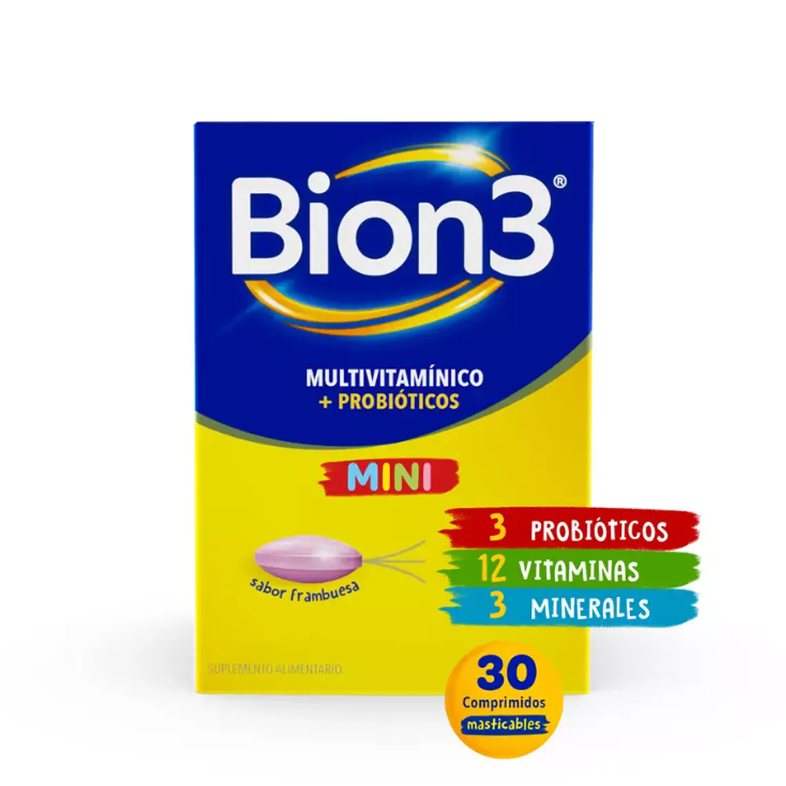 Bion 3 Mini Multivitamínicos + Probióticos 30 Comprimidos masticables. 1