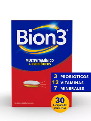 Bion 3 Adultos Multivitamínicos + Probióticos 30 Comprimidos.
