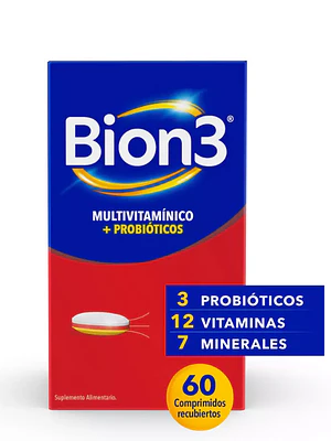 Bion 3 Multivitamínico+probióticos 60 Comprimidos recubiertos.