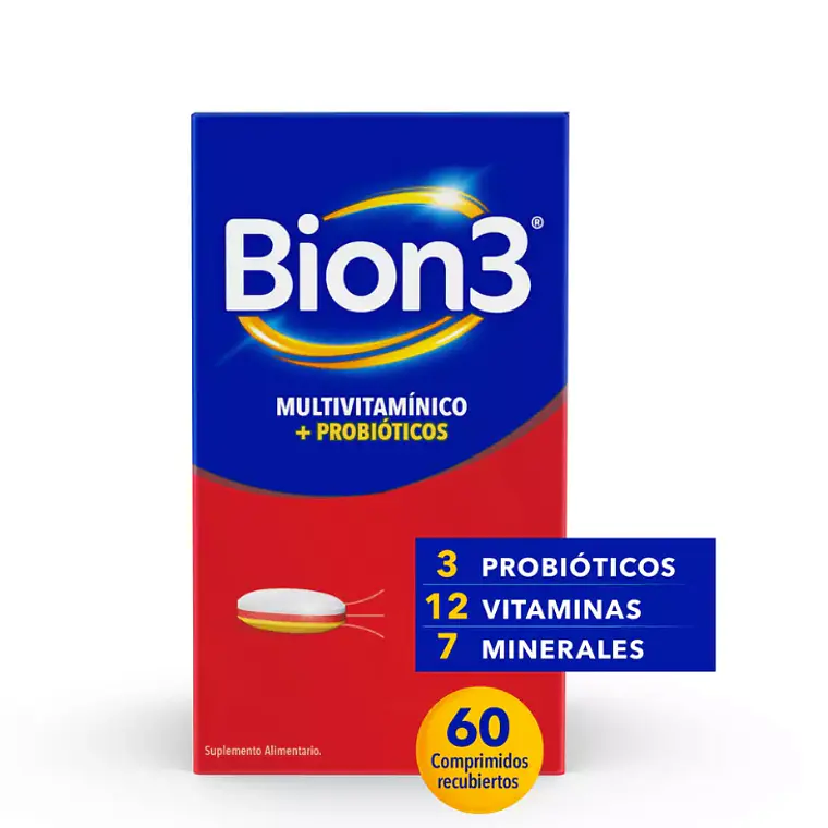 Bion 3 Multivitamínico+probióticos 60 Comprimidos recubiertos. 1