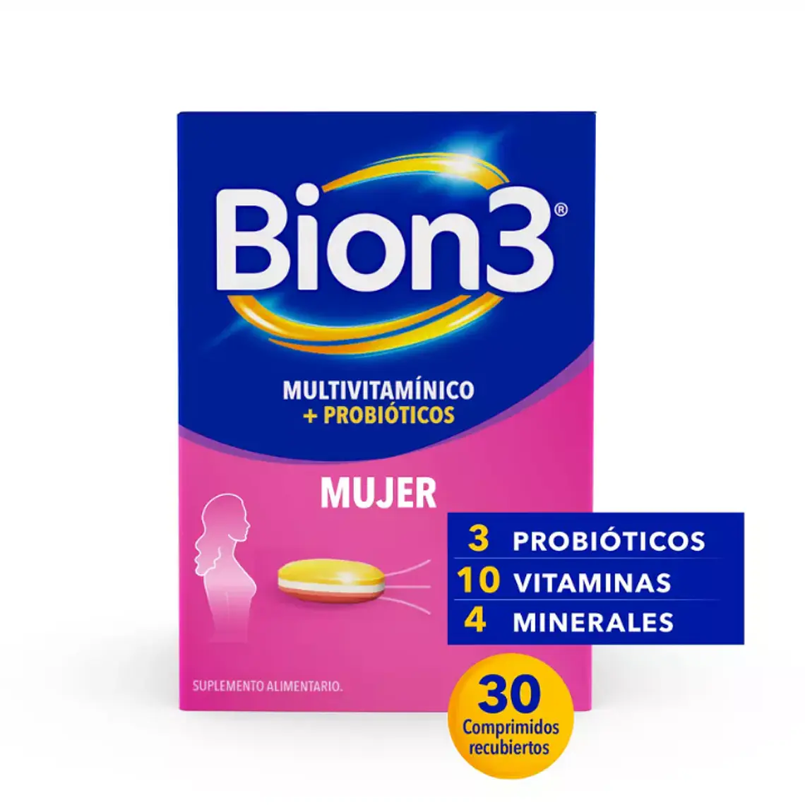 Bion 3 Mujer Multivitamínicos + Probióticos 30 Comprimidos. 1