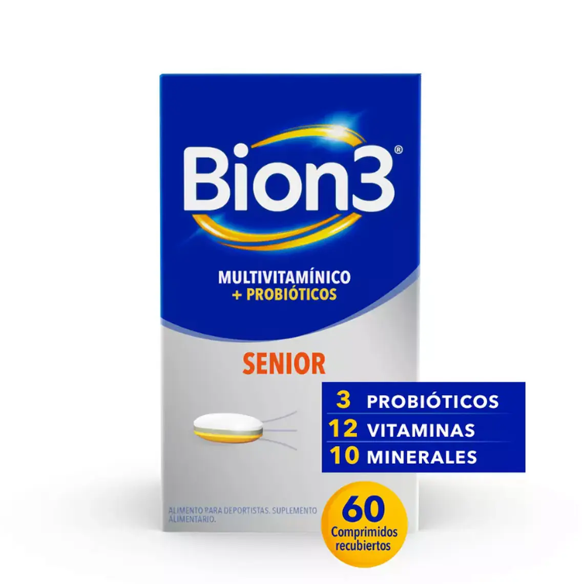 Bion 3  Senior Multivitamínicos + Probióticos 60 Comprimidos. 1