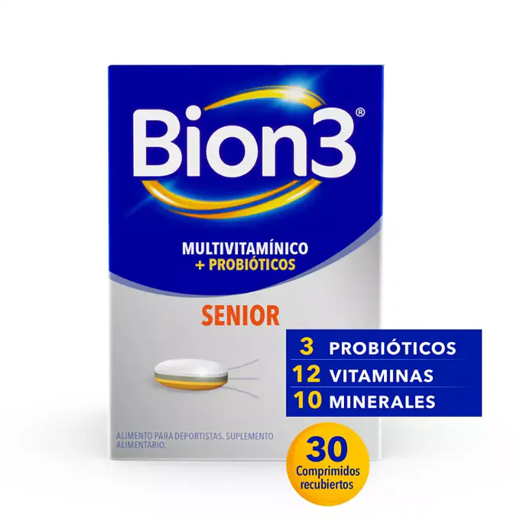 Bion 3 Senior Multivitamínicos + Probióticos 30 Comprimidos. 1