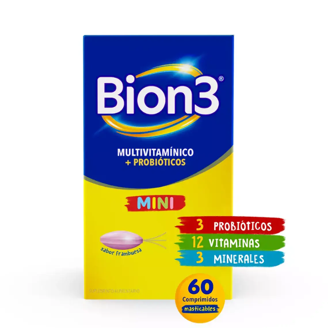 Bion 3 Mini Multivitamínicos + Probióticos 60 Comprimidos masticables. 1