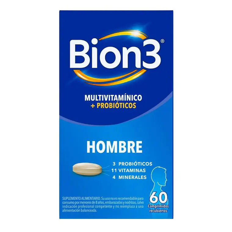Bion 3 Hombre Multivitamínico+ probióticos 60 Comprimidos. 1