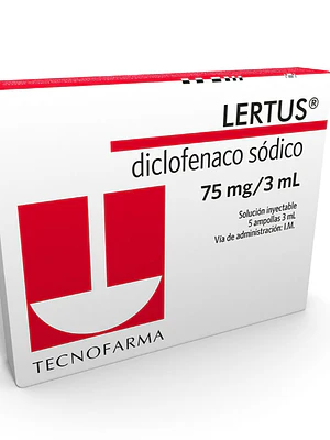 Lertus (B) Diclofenaco sódico 75 mg/ 3 ml Solución inyectable 5 Ampollas.