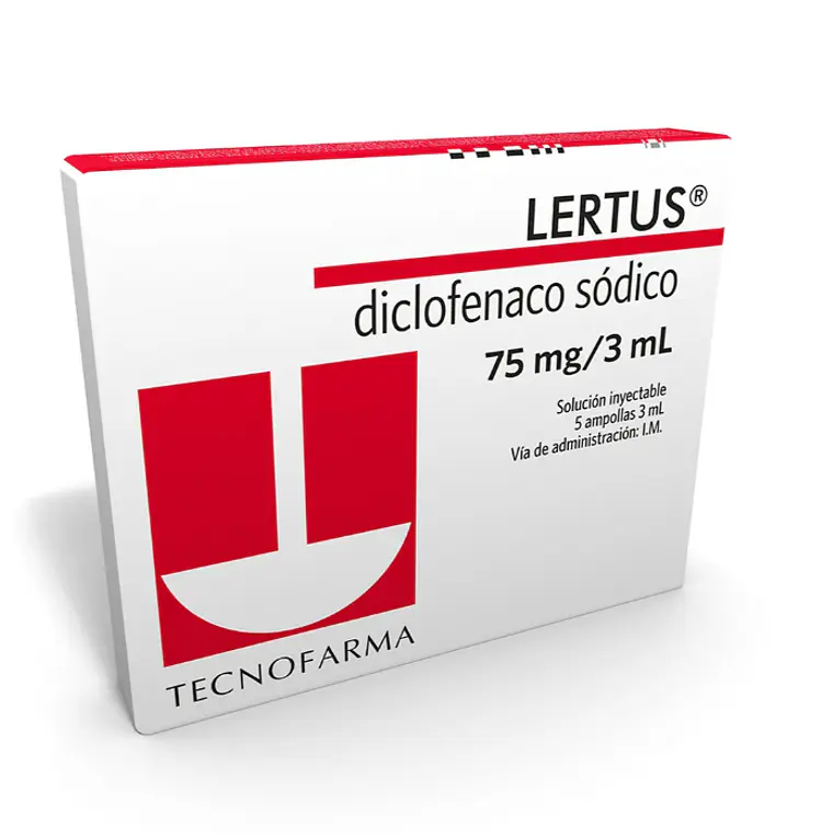 Lertus (B) Diclofenaco sódico 75 mg/ 3 ml Solución inyectable 5 Ampollas. 1