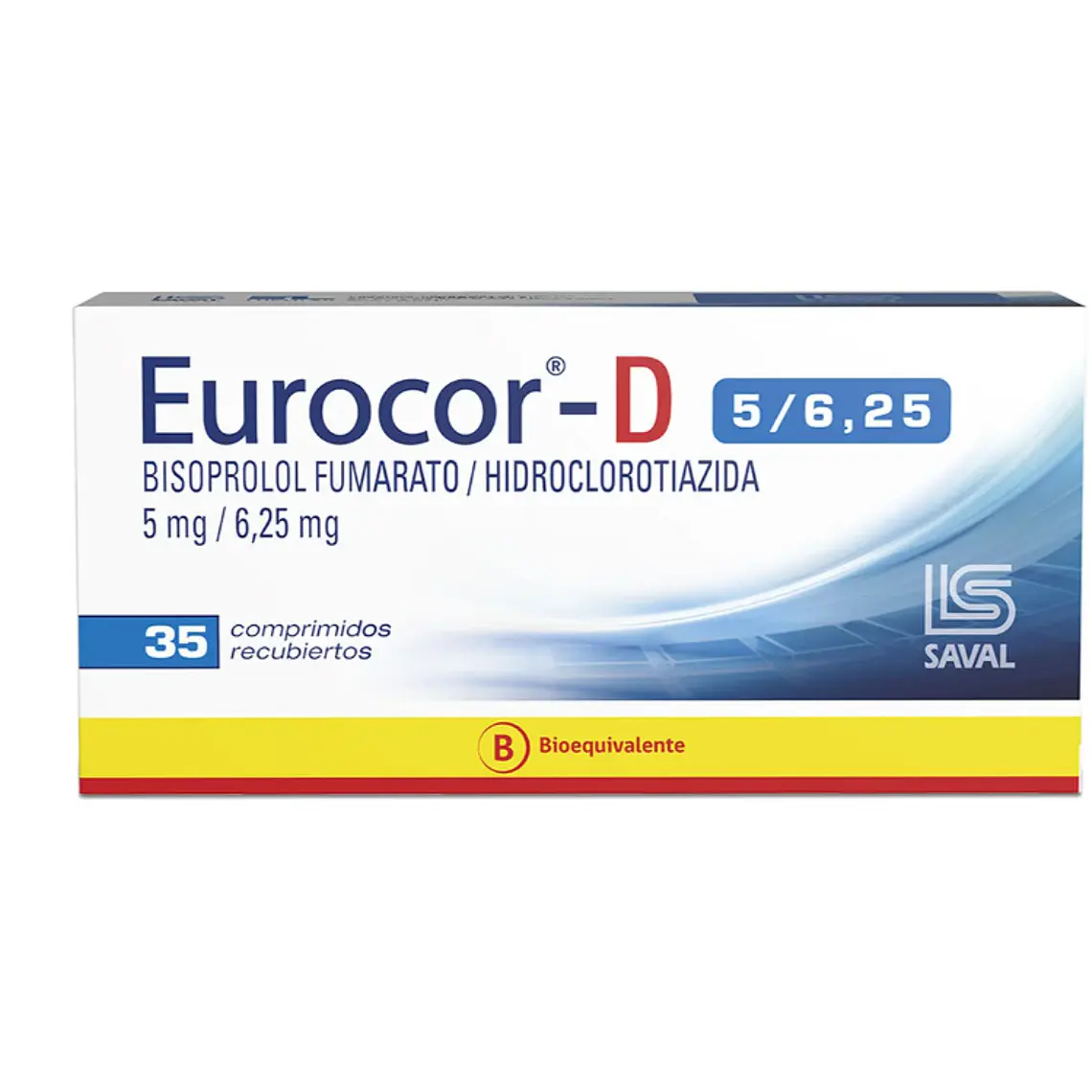 Eurocor D (B) Bisopropol Hidroclotiazida 5/6,25 mg 35 Comprimidos. 1