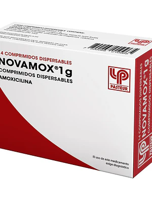 Novamox Amoxicilina 1 g 14 Comprimidos dispersables.