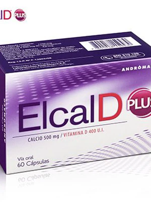 Elcal-D Plus Calcio 500 mg Vitamina D 400 UI 60 Cápsulas.