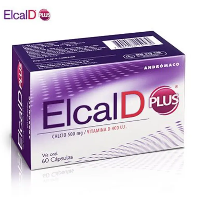 Elcal-D Plus Calcio 500 mg Vitamina D 400 UI 60 Cápsulas. 1