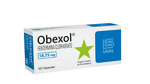 Obexol Fentermina 18,75 mg 30 Comprimidos. (Disponible solo para compra en local)