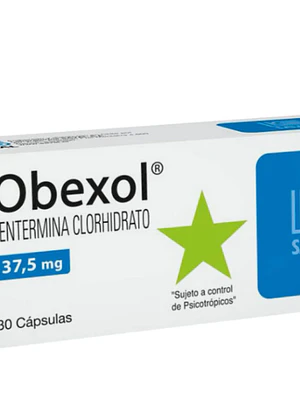 Obexol (B) Fentermina 37,5 mg 30 Cápsulas. Medicamento controlado, venta presencial