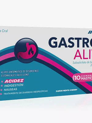 Gastro Aliv Antiácido 10 Comprimidos masticables.