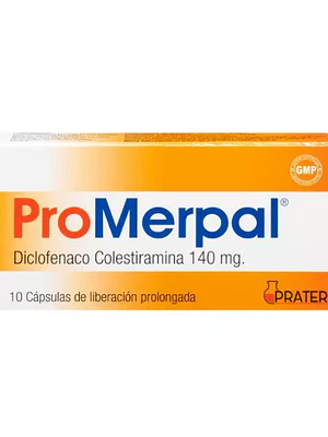 ProMerpal Diclofenaco Clestiramina 140 mg 10 Cápsulas.