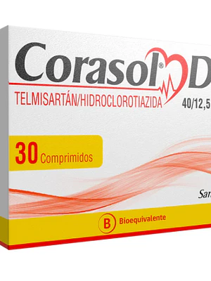 Corasol-D (B) Telmisartán, Hidroclorotiazida 40/12,5 mg 30 Comprimidos.
