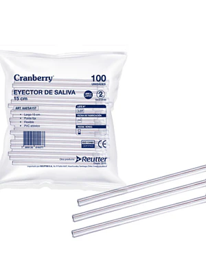 Eyector de Saliva 15 cm.  Transparente  100 Unidades.