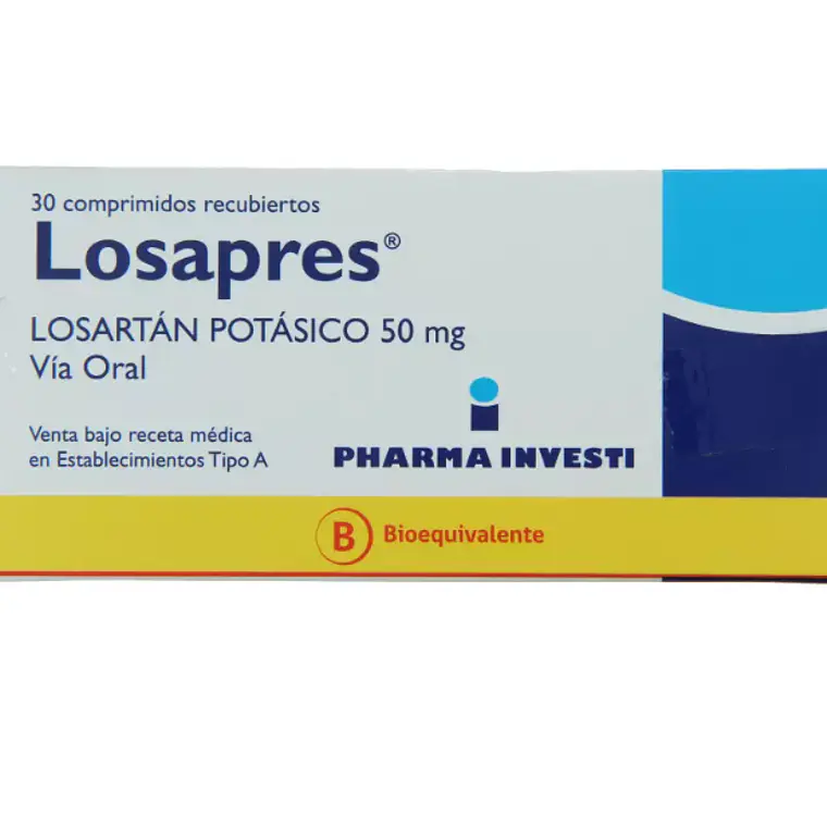 Losapres (B) Losartán 50 mg 30 Comprimidos recubiertos. 1