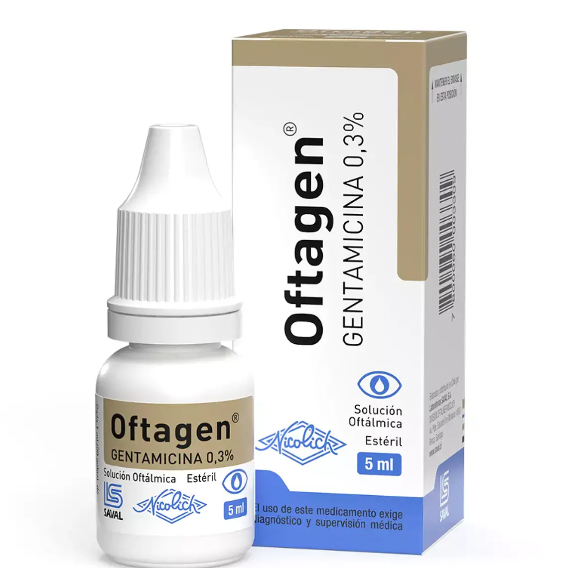Oftagen Gentamicina 0,3% Solución oftálmica 5 ml. 1
