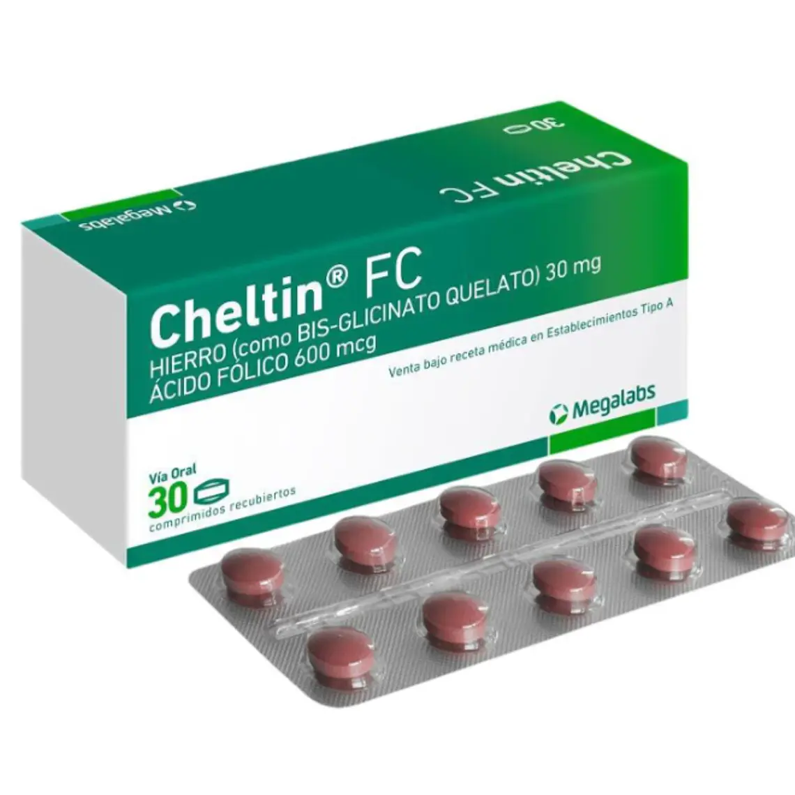 Cheltin FC Hierro, ácido fólico 30 Comprimidos. 1