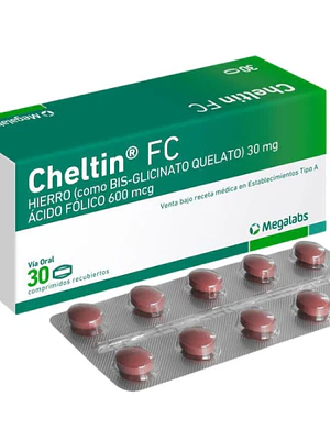 Cheltin FC Hierro, ácido fólico 30 Comprimidos.