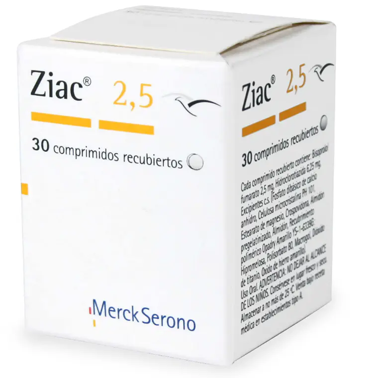 Ziac Bisopropol, Hidroclorotiazida 2,5 mg 30 Comprimidos. 1