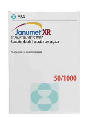 Janumet XR Sitagliptina, Metfomrina 50/1000 mg 56 Tabletas.