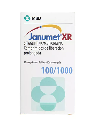 Janumet XR Sitagliptina, Metformina  100/1000 mg 28 Tabletas.